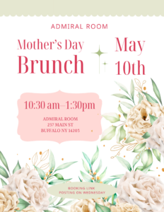 Mothers Day Brunch 2026 Admiral Room